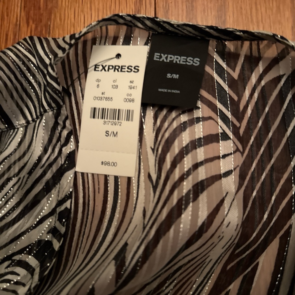 Express Black and White Zebra Print Swim Coverup